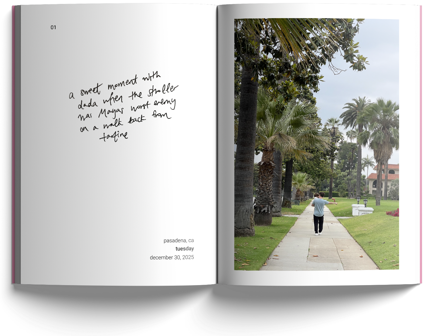 inside the summer book — a photo beside a handwritten journal entry